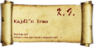 Kaján Irma névjegykártya